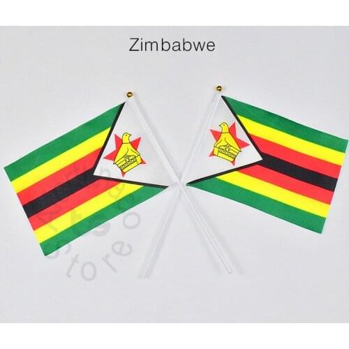 Zimbabwe 14*21cm flag Banner meet Parade party hand waving National flag Home Decoration flag banner