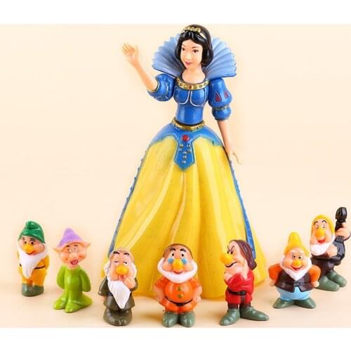 Disney Princess Toys 8pcs/Set 4-14cm Snow White And Seven Dwarfs Pvc Action Figure Doll Cake Toy Landscape Decor Birthday Gifts