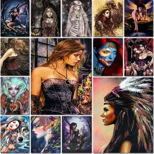 5d full square diamond painting Cross stitch Color woman fantasy wolf fox Mosaic home decor embroidery Paintings 3D DIY princess