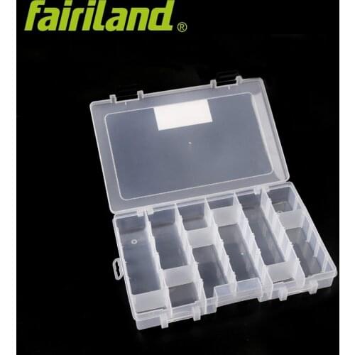 Fairiland large size lure boxes 21 adjustable partitions transparent bait box 27*18*4.5cm with 15 dividers flexible bait box
