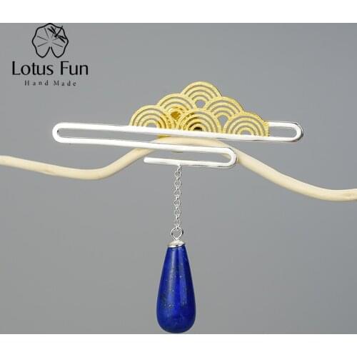Lotus Fun Real 925 Sterling Silver Natural Stone Handmade Fine Jewelry Oriental Element Peace Clouds Brooch For Women Cute Gift