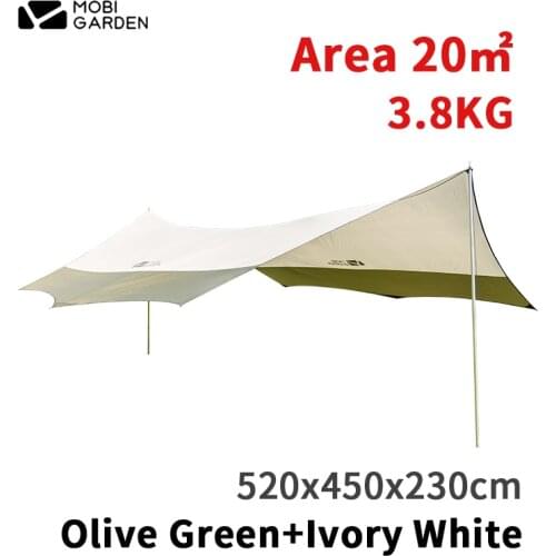 MOBI GARDEN JunTing Outdoor Rhombus Sun Shelter Tent 210T Polyester 20㎡Large Area 19mm Thick Iron Rod Camping Portable Sunshade