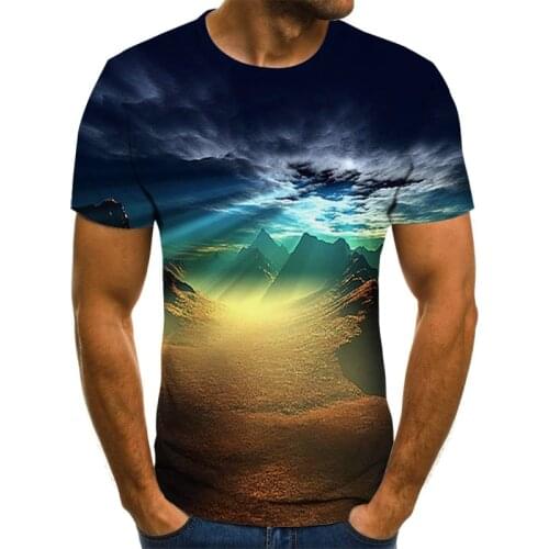 2021 Natural theme mens T-shirt summer casual tops 3D printed T-shirt mens O-neck shirt fishing casual T-shirt streetwear