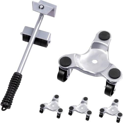 5pc Furniture Mover Set Furniture Transport Set Heavy Stuff Lifter Portable Wheel Bar Roller Device Moving Artifact Carbon Steel
