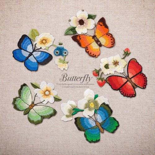 Butterfly applique patches vintage embroidered badge fabric patch Fashion clothing decoration iron stickers for clothes