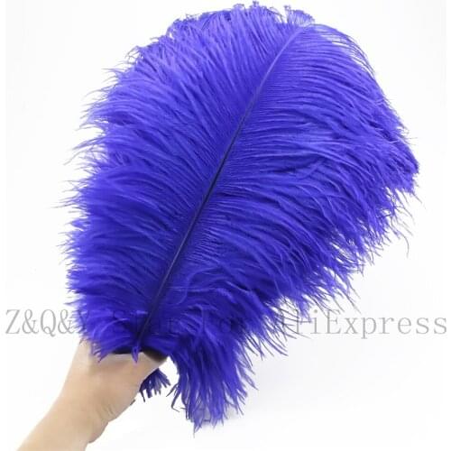 Natural and beautiful 35-40CM (14-16 inches) ostrich hair 10-100 pieces dyed baolan color DIY craft jewelry clothing feather