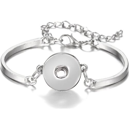 New 1 button bangle metal snap Bangles bracelet resizable fit DIY 18MM snap buttons beautiful wholesale jewelry SG0146