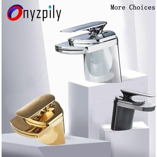 Onyzpily Chrome ORB Golden Polished Deck Mount Bathroom Sink Faucet Set Basin Mixer Tap Single Hole Single Handle Modern
