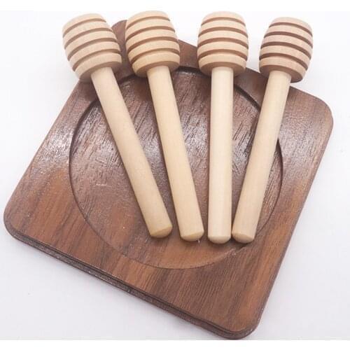 5Pcs/Lot 8cm Long Handle Wood Honey Stir Bar Practical Honey Mixing Stick Jar Spoon Supplies For Coffee Milk Tea Kitchen Tool