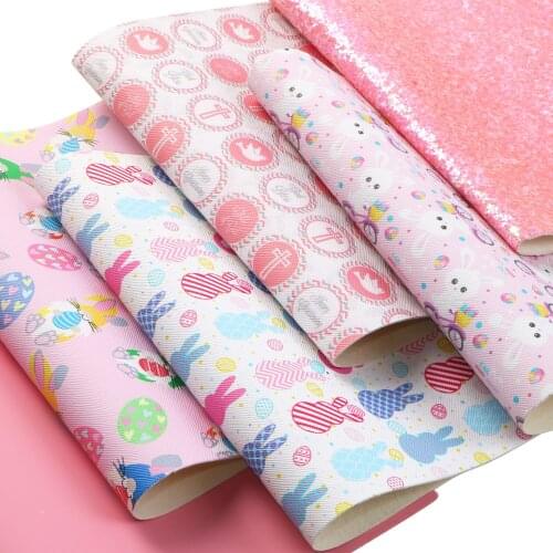 20*33cm 6-8Pcs/set Easter Rabbit Faux Synthetic Leather Fabric For Bow-knot Bags Wallet Earring Phone Case DIY,1Yc15907