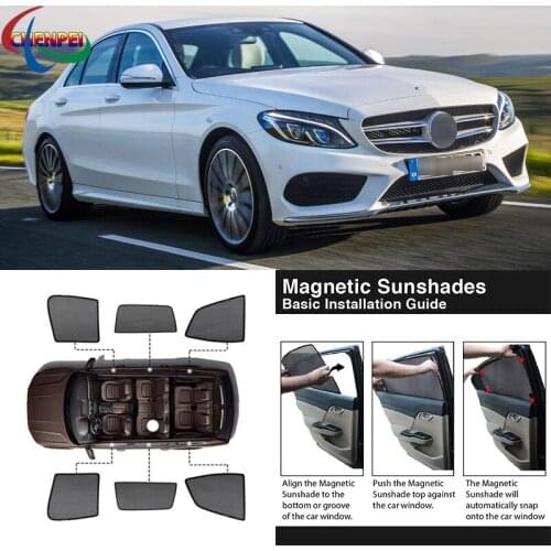 For Mercedes Benz C Class Car Full Side Windows Magnetic Sun Shade UV Protection Ray Blocking Mesh Visor Car Accessories