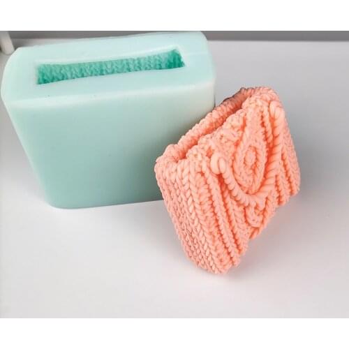 PRZY Wool Bags Mold Soap Molds Handmade Mould Silicone Knitted Woolen Bag Molds Knitting Fondant Soap Clay Resin Candle Mould