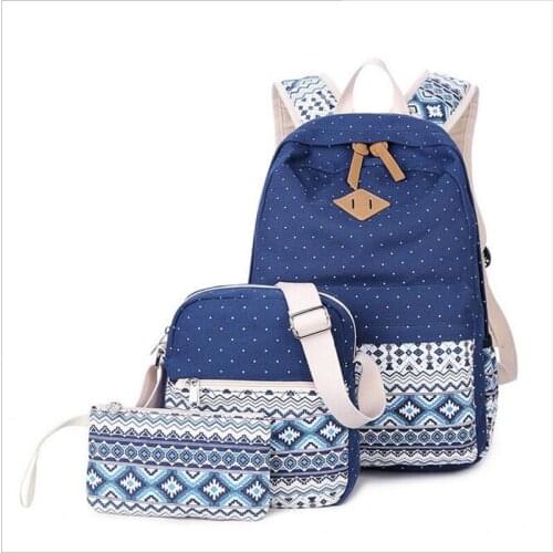 Young Girl Shoulder Backpack Outdoor Leisure Garden Wind Backpack Computer Phone Textbook Soft Back Comfort Letter Three Pack