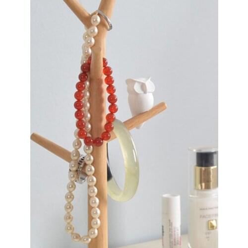 Resin Owl Tree Stand Jewelry Display Rack Necklace Earring Storage Show Holder