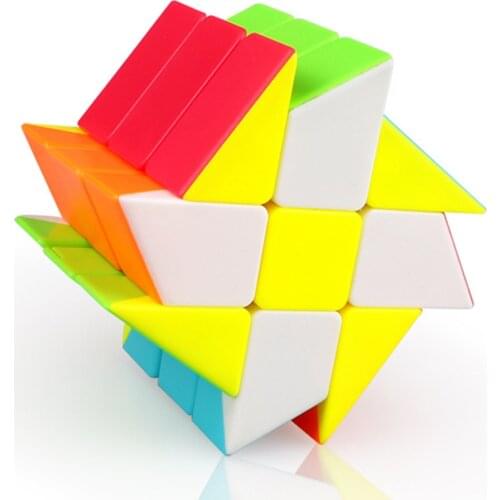 Qiyi 3x3 Windmill Cube Magic Puzzle Brain Teaser Brushed Sticker 56mm Educational Black Twisty stickerless toys for kids