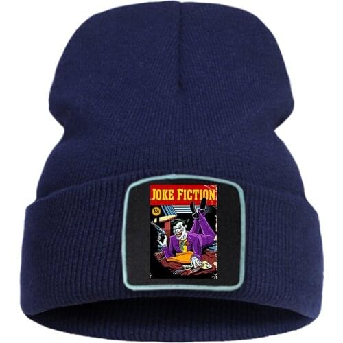 Fiction Funny Print Knitted Hat Women Bonnet Casual Skullies Hat Warm Cotton Hip Hop Beanie Cap Men Outdoor Winter Hats