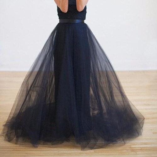 Illusion Fashion Black Long Tulle Skirts For Women Sheer Just 3 Layer Tulle Zipper Female Tutu Skirt Big Bottom Custom Made