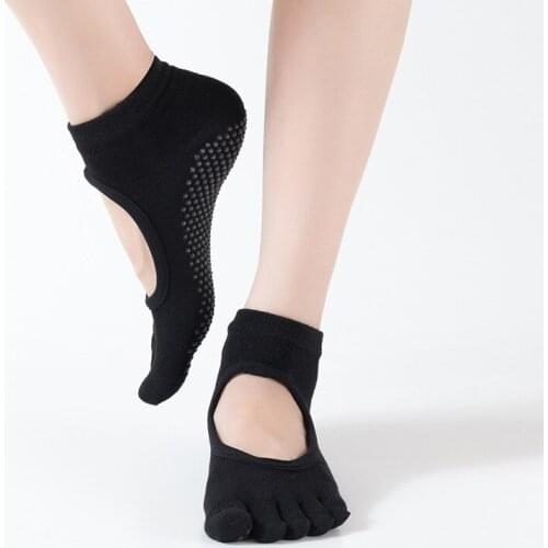 Women Yoga Socks Toe Non Slip Ladies Massage Sport Socks fingers Cotton Warm Exercise Running Hose