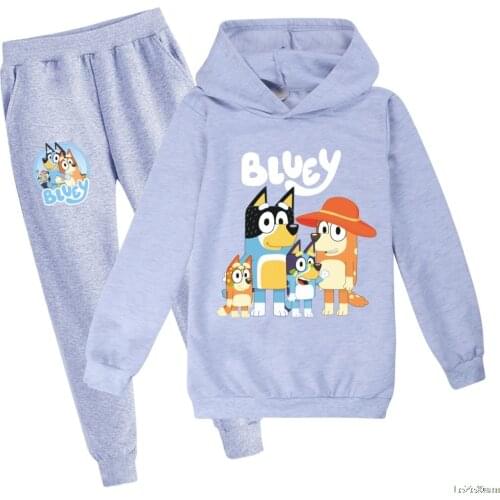 Bingo bluey Girl Cartoon Clothing Set Hoodie + Pants Outfit Sets Kid Coat Sweatshirt Trousers Long Sleeve Hoodies Clothes