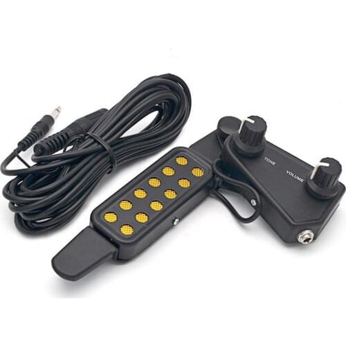 Guitar Sound Hole Pickup 12-hole with Tone Volume Controller ABS Useful Acoustic Guitar Pickup for 6-string 38-41 inch Acoustic