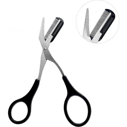 1pcs Eyebrow Trimmer Scissors Comb Eyelash Hair Scissors Clips Shaping Eyebrow Razor Grooming wenkbrauw trimmer 4 Color