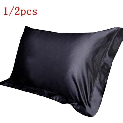 1PC Emulation Silk Satin Pillowcase Single Solid Color Pillow Covers Luxury Pillow Case For Bed Throw 48x74cm