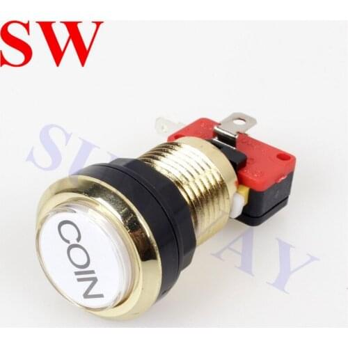 10PCS Arcade Buttons/ Gold Plated 5V / 12V LED Illuminated Push Button/CHROME Plated Coin Start Buttons with Mircoswitch