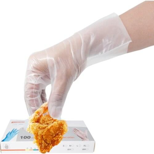 100PCS boxed Disposable TPE gloves transparent protective Kitchen Cooking Household plastic gloves Food Prep Safe Gloves