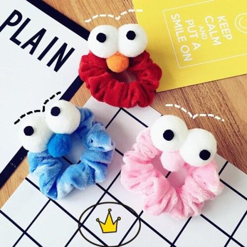 120pcs/lot DIY Simple Multi Big Eyes Plush Rubber Bands Elasticity Large Intestine Hair Bands Styling Tools Accessories HA1542