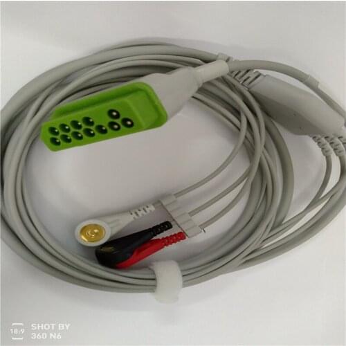 12P Nihon Kohden ECG EKG one-piece trunk cable and leadwire for BSM-2301/2353/5100,snap/clip/animal VET clip end,AHA