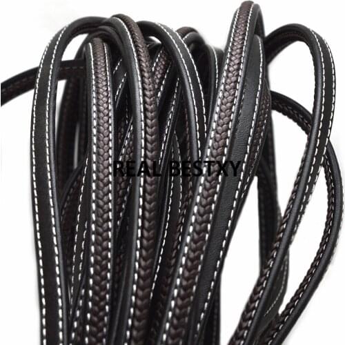 2m/lot approx 8*5mm black brown Leather Rope Bracelet Jewelry Making Flat Braided Cord Rope Accessories Jewelry Finding Handmade