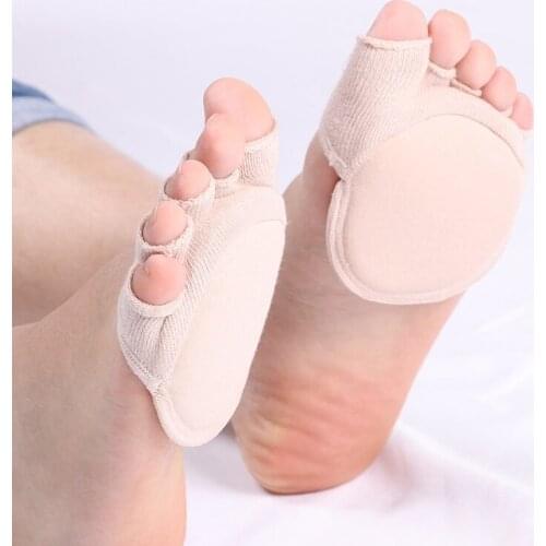 3 Pairs Women Sponge Half Palm Anti-slip Lining Socks Pack Soft Cute No Show Half Toe Socks for Ladies Kawaii Antiskid Invisible