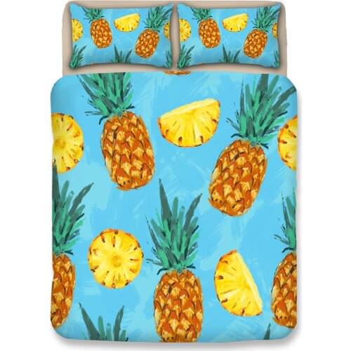 HOT sale 3d fruit Bedding Sets lifelike Pineapple Duvet Cover 3pcs Cartoon new fashion Single Twin Full Queen Sizes