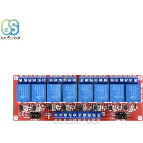 8 Channel 5V 12V 24V Relay Module Board Shield with Optocoupler Support High and Low Level Trigger for Arduino