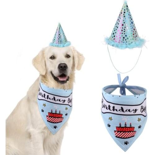 Party Pet Dogs Caps Cat Dog Bibs Birthday Costume Design Head-wear Hat Christmas Bandana Hat Scarf Pets Accessories Supplies