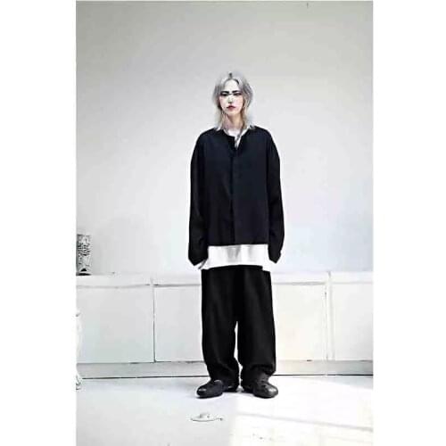 Mens new lace up loose fashion cotton hemp wide leg pants versatile casual pants skirt pants fashion personality