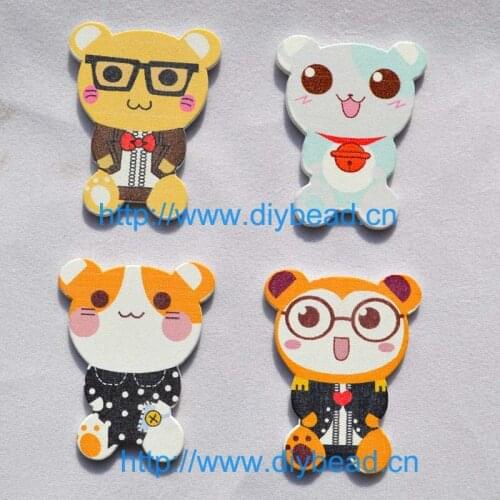 Baby Series Decoration accessory for Children 4 design Printed Cartoon wood Chips cartoon bear Refrigerator magnet Department