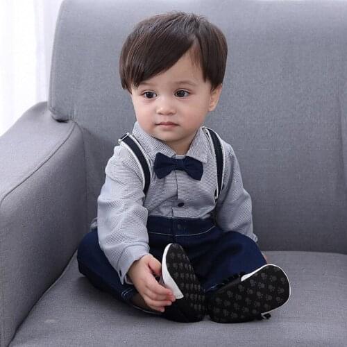 Children fashion Cotton Baby Rompers Newborn tie one-piece Clothing babies Gentleman Jumpsuit Long Sleeves Clothes