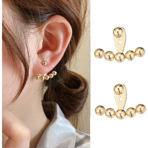 Design Sense Back Hanging Gold Bean Earrings For Woman 2021 Korean Fashion Jewelry Unusual Accessories For New Goth Party Girls