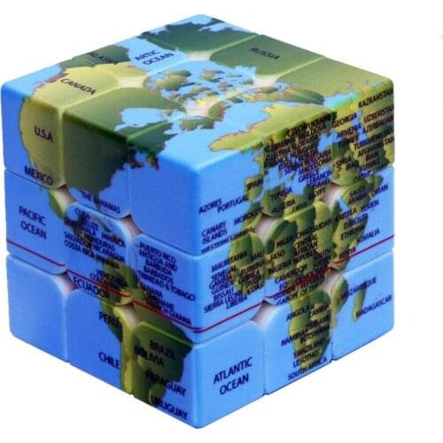 3x3x3 Speed World Map Design Magic Cube IQ Games Twist Puzzle Relief Effect Toy Emboss Country Name Brain Teaser 56mm ABS 3x3