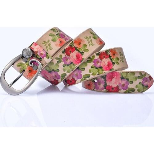Hot Flowers Belts Fashion Women Waist Belt Straps Good Quality Metal Buckle Luxury Leather Belts for Street Party Leisure