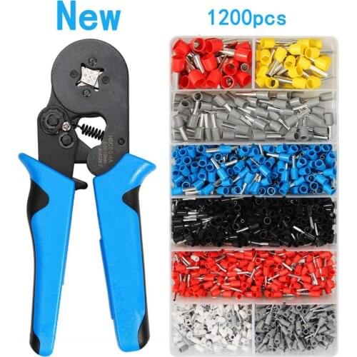 HSC8 6-4A Upgraded mini crimping tools pliers kit 1200pcs tubular terminals box 0.08-10mm high precision clamp set