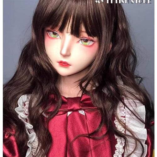 KM109)Handmade Sweet Female/Girl Resin Half Head Cosplay Japanese Anime Role Play Lolita Kigurumi Doll Mask Crossdresser
