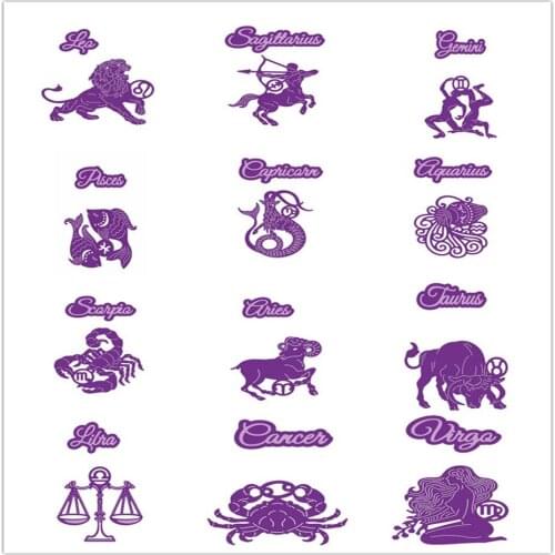 Twelve Constellations Leo Virgo Aries Metal Cutting Dies Scrapbooking Template DIY Handicraft Card Album Making Decoration Dies