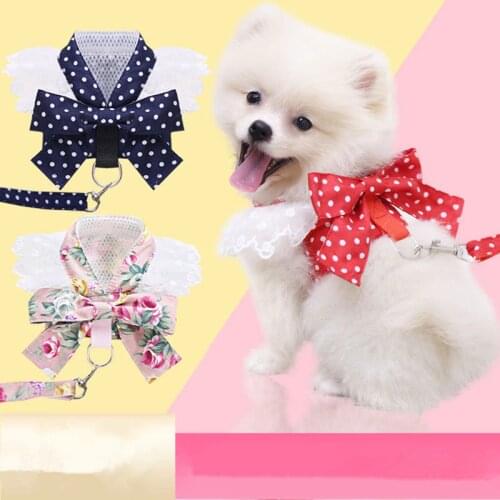 Sweet Bow Chest Dog Cat Harness Leash Puppy Small Dogs Harnesses Vest for Chihuahua Yorkshire Walking Training Pet Supplies