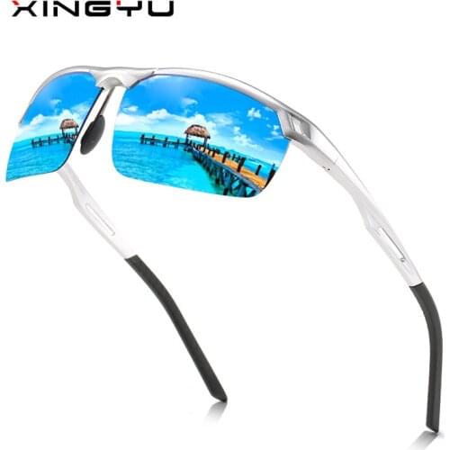 Fashion men sports polarized sunglasses aluminium magnesium alloy frame outdoor driving sunglasses semi metal frame mens goggle