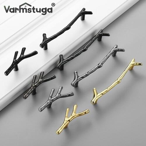 Fashion Tree Branch Furniture Handle 96mm 128mm Black Silver Bronze Kitchen Cabinet Handles Drawer Knobs Door Pulls Hardware