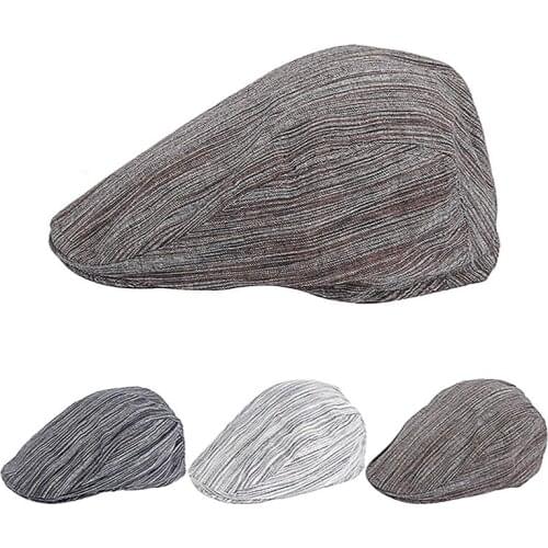 2021 Summer Mens Hat Striped Beret Simple Forward Cap Leisure and Art Youth Small Fresh Beret Travel Cap