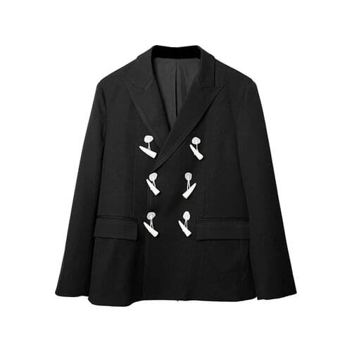 Yohji Yamamoto mens suit Yohji Yamamoto ox horn button double-breasted dark original homemade