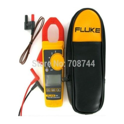 Fluke 324 F324 600V AC DC 40A / 400A AC 30mm True RMS Clamp Meter Leads Soft Case Kit